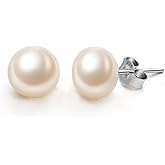 EVER FAITH Women's 925 Sterling Silver AAA Freshwater Cultured Pearl Button Stud Earrings