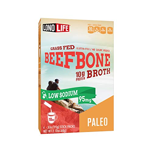 LonoLife LowSodium GrassFed Beef Bone Broth Powder with 10g Protein