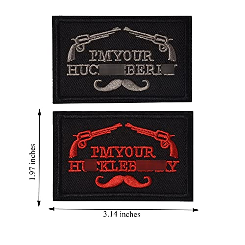 2 Pieces Patches I\'m Your Huckleberry Funny Tactical Military Morale Patch Hook & Loop Tactical Patch