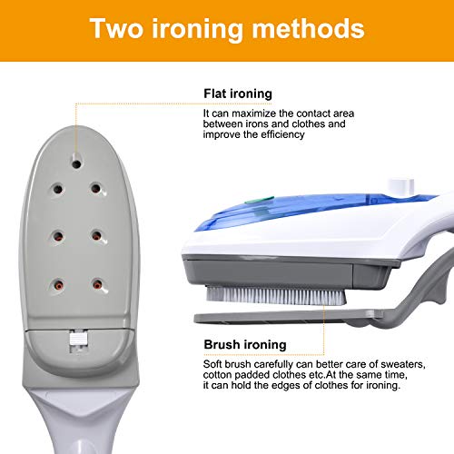 Oranlife Clothes Steamer Electric Fast Heat-up Powerful Steam Iron for Home Travel Hand-held Fabric Steamer Brush, Filling Cup, Instructional Manual Included, Blue