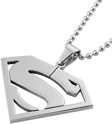 Miss Ely Bijoux Superman Pendant and Silver Chain Necklace