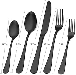 Matte Black Silverware Set,SHARECOOK Satin Finish