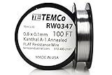 TEMCo Flat Ribbon Kanthal A1 Wire 0.8mm x 0.1mm 100 Ft Resistance A-1