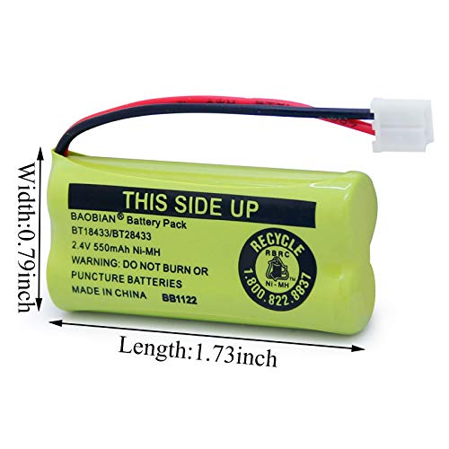BAOBIAN BT18433 BT28433 Phone Battery for BT184342 BT284342 BT1011 BT-1011 AT&T Vtech CL80109 CS6209 TL90078 BT-8300 BATT-6010 Uniden CS6219 CS6229 BT-1018 BT-1022 (4Pack) - Thumbnail 7