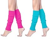 Leg Warmer, V28 Women Ladies Girl Fashion Winter Bohemian Boho Knit Crochet Long (One Size, 2 P(rose+lakeblue))