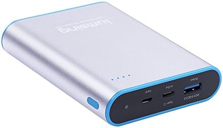 Type-C / USB-C Input &amp; Output Lumsing QC 3.0 13400 mAh High-Capacity Power Bank Premium External Battery Portable Charger for Apple MacBook, iPhone, iPad, Samsung, Google and more (Silver)