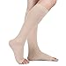 MGANG® 20-30 mmHg Compression Stocking for Men and Women, Medical Compression Socks, Knee High Length, Open Toe, for DVT, Varicose Veins, Relief Shin Splints, Edema, Beige Large