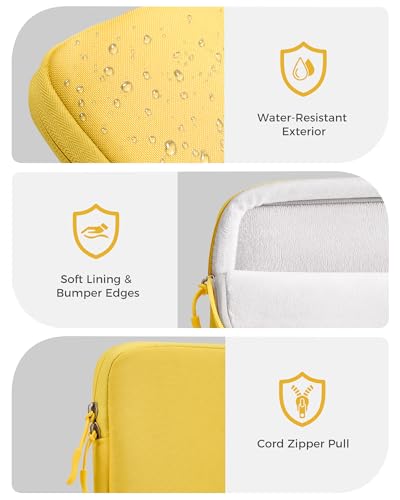 ProCase Funda para MacBook Neo 13 Pulgadas 2026 (A3404 A18 Pro), Bolsa Resistente con Forro Suave y Bolsillo Delantero para Lápiz y Cargador - Amarillo Limón