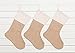 WeiVan Set of 3 Christmas Stocking Large Size Plain Burlap Stocking Christmas Decor