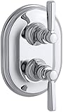 KOHLER K-T10594-4P-CP Bancroft Stacked Thermostatic Trim with White Ceramic Lever Handle, Valve Not Included, Polished Chrome