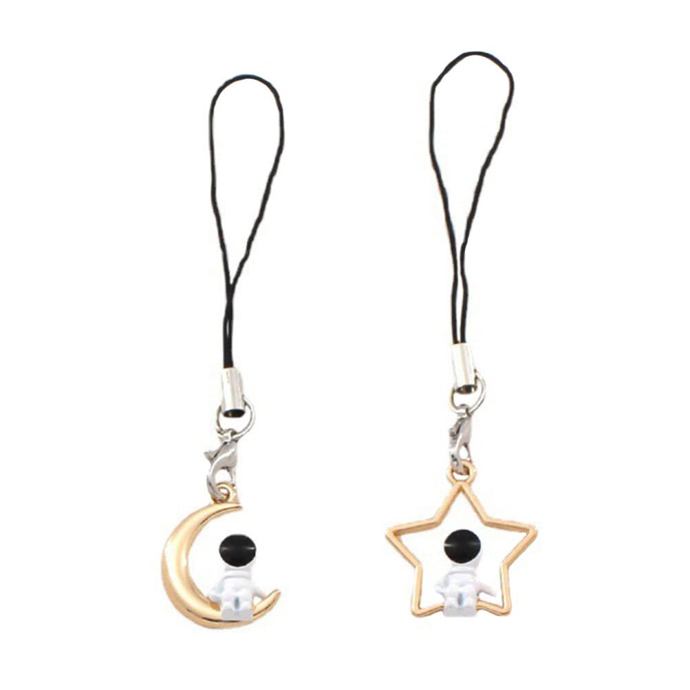 Abaodam Astronaut Pendant Phone Charm Lightweight Mobile Phone Decor Keychain with Star and Moon for Bags and Cars Hanging Accessories