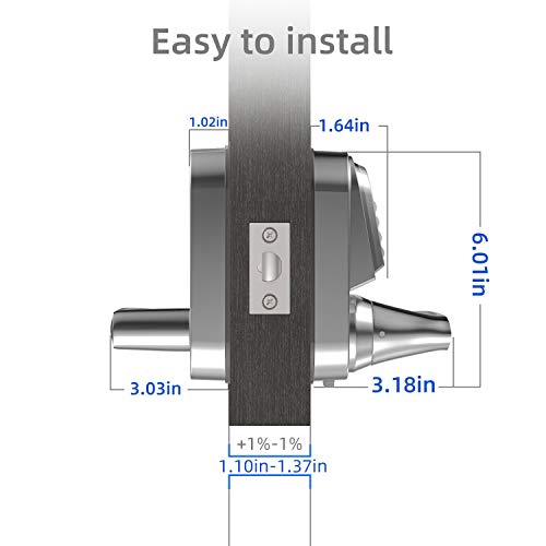 [2020 New]Smart Lock,Wandwoo Electronic Door Locks with Bluetooth Mechanical Keys Enabled Anti-peep Code Auto Lock Adjustable Hand for Home/Office/Hotel/Garage Apartment-Silver - Thumbnail 4