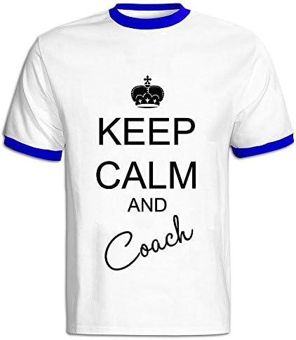 AWSY Men's Keep Calm &amp; Coach Baseball T Shirt RoyalBlue