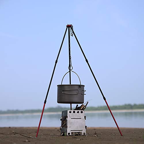 Xergur Camping Tripod, Portable Outdoor Cooking Tripod with Adjustable