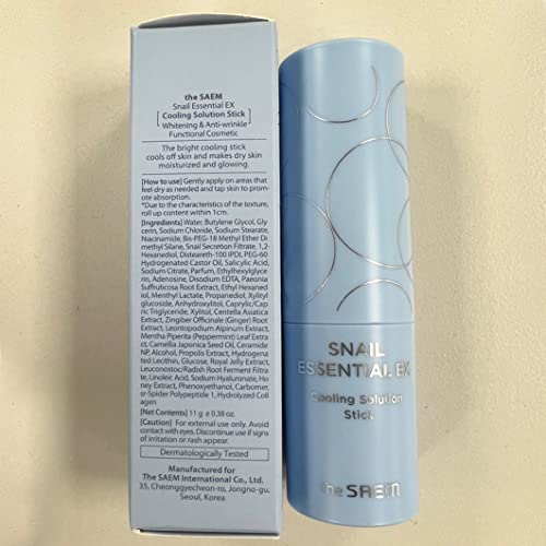 THESAEM SNAIL ESSENTIAL EX COOLING SOLUTION STICK BALM – UNDER EYE DEPUFFING & SOOTHING – FACE & EYE SERUM TREATMENT – WITH SNAIL COLLAGEN & AQUAXYL FOR MOIST GLOW, 0.38OZ.