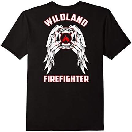 Mens Wildland Firefighter TShirt with Wings - Back Print XL Black