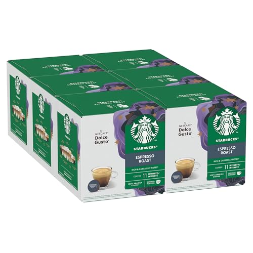Espresso Roast de Nescafé Dolce Gusto, Cápsulas de Café de Tueste Intenso 6 x 12 (72 Cápsulas)