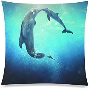 Jumping Dolphins Rectangle Sofa Home Decorative Throw Pillow Case Cushion Cover Cotton Polyester Twin Side Printing 20"x 20"