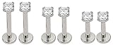 Areke Women's Stainless Steel Cubic Zirconia Piercing Unisex Labret Small Lip Ring Tragus Helix Earrings