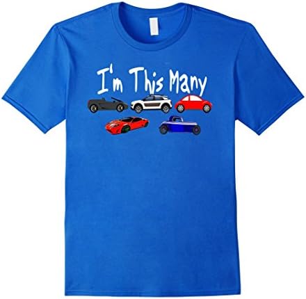 Men's Birthday I am 5 Five Cars Boys Kids Child Party T Shirt Medium Royal Blue