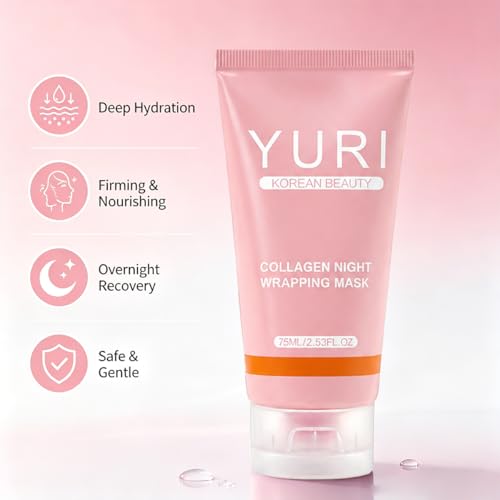 POLAR HAIR YURI Collagen Mask, Collagen Night Wrapping Peel-Off Mask, Hydrating & Firming Overnight Face Mask, Easy Peel Skincare for Smooth & Glowing Skin, Ideal Gift for Women & Teens, 2.54 Fl Oz