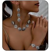 Western Necklace Earrings Bracelet Set for Women Vintage Country Style Western Jewelry Set Bohemian Silver Cowgirl Statement Choker Tassel Earrings Adjustable Bracelet Rural Westerns Cowgirl Clothing Jewelry