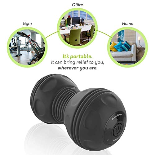 Sedona 4-Speed Vibrating Massage Ball - Electric Rechargeable Portable Peanut Dual Foam Roller for Deep Tissue Recovery Pain Soreness Myofascial Acumobility for Hips Feet Arms Back Neck Waist - Black