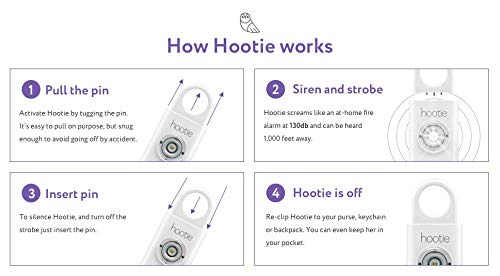 Hootie Personal Safety Alarm for Women, Men, & Kids - Keychain Alarm, Self Defense Strobe & Siren, Security Siren Keychain with 130dB Self Defense Siren & Strobe Light - Black