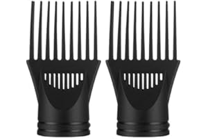JIZLAN 2 Pcs Black Hair Dryer Comb, Hair Styling Nozzle Tool for Straightening Detangling Fine Curly Natural Appliances, Plastic Nozzle Hairdryer Blow Comb Attachment