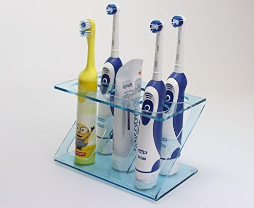 Electric Toothbrush Holder Toothpaste Holder For 4x Toothbrush Stand (Various Colours) (Light Blue Tint)
