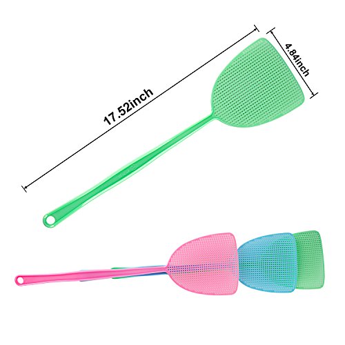 Venustas 6 pack Fly swatter Manual Pest Control Colorful Plastic with 17.5'' Durable Long Handle Home Helper