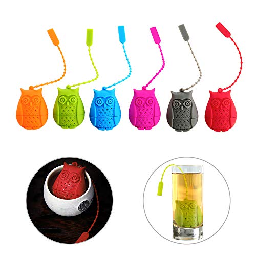 REAMTOP 6PCS Silicone Mini Owl Tea Infuser,Reusable Mini Tea Infuser Strainer for Coffee Herb Punch REAMTOP 6PCS Silicone Mini Owl Tea Infuser,Reusable Mini Tea Infuser Strainer for Coffee Herb Punch