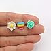 Pretty Smart Metal Free Plastic Post Earrings Gift Set Dainty Rose Rainbow Heart Daisy (Aqua Rose)