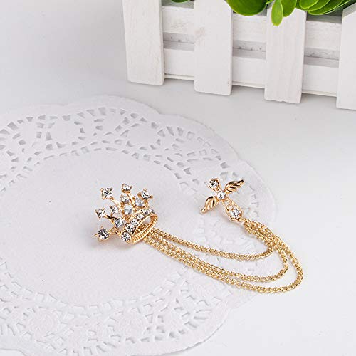 Huture 2Packs Men's Crown Brooch Lapel Pin Badge Hanging Chains Collar Brooches Pin for Career Suit Tuxedo of Shirts Tie Hat Scarf for Boyfriend Father Birthday Gold/Silver