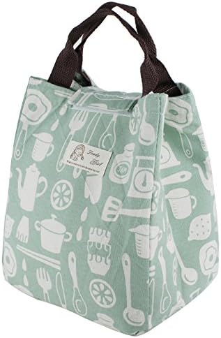 Violet Mist Reuseable Cute Cotton Lunch Bag Well Insulated Lunch Box Tote Waterproof Aluminum Film Cooler Bag (Kitchenware)
