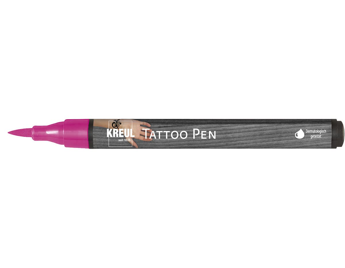 Kreul 62107 Tattoo Pen Pink Line Width 0.5 - 3 mm Cosmetic Ink Water-based Lasts up to 5 Days Dermatologically Tested Vegan Paraben