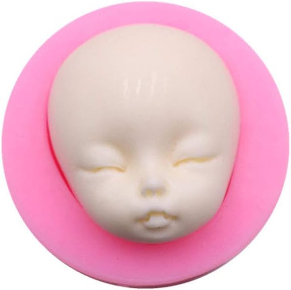 Carunke Fondant Decoration Mould Candy Clay Girl Face Moulds Sleeping Baby Face Mold