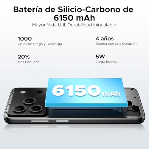 DOOGEESmart Note56 Android 16 Telefono Movil Libres, 6150mAh 24GB+ 64GB/2TB Smartphone, Octa Core Telefonos Moviles HD+ 6,56", Cámara 8MP Teléfono Móvil, Gemini AI/Dual SIM/Face ID/GPS/OTG/Widevine L1