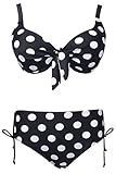 QZUnique Women's Plus Dot Vintage Bikini Bow Busted Push up 2 Pieces Swimsuit Swimwear