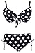 QZUnique Women's Plus Dot Vintage Bikini Bow Busted Push up 2 Pieces Swimsuit Swimwear