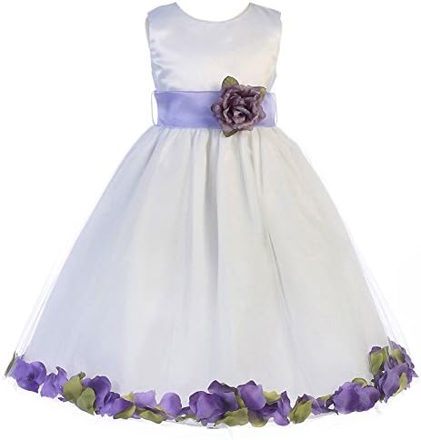 Crayon Kids Big Girls White Purple Petal Flower Girl Dress 9-10