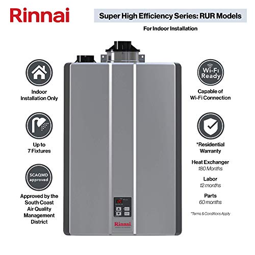 Rinnai RUR199iP Sensei SE+ Tankless Water Heater - Propane, Indoor, Up To 11 GPM, With Control-R App