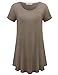 JollieLovin Women's Short Sleeve Loose Fit Flare Hem T Shirt Tunic Top (Khaki, XL (1X))
