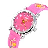 Toddler Kids Outdoor Sports Quartz Analog Waterproof Children Wrist Dress Watch with Unusual 3D Dancing Ballet Silicone Band for Girls - Pink