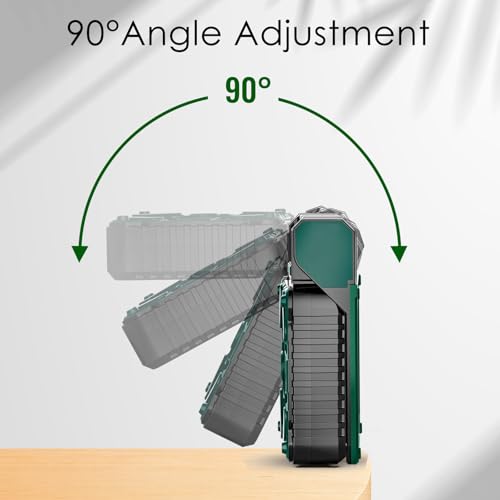 Sendowtek Solar Fan for Camping 10400mAh, Portable Powerful and Quiet 4 Speeds with LED Light and Timer, Rechargeable Battery Fan for Outdoor Tent Camper Travel Table