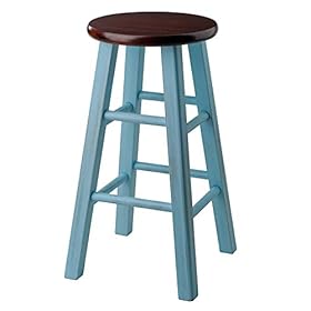 Winsome Wood Ivy model name Stool 13.4 x 13.4 x 24.2" Rustic Light Blue/Walnut 417Xqjxx cL. SS280