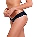 CROSS1946 Sexy Women's Bikini Thong Bottom Brazilian V Cheeky Ruched Semi Swimsuit S Black