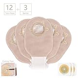 Ouchan Ostomy Bags Drainable Pouches with Measure Card,Clamp for Colostomy Ileostomy Stoma Care, Cut-to-Fit, FDA Approved (Two-Piece with Barrier)
