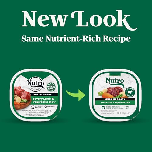 NUTRO ADULT WET DOG FOOD, NATURAL GRAIN FREE DOG FOOD WET CUTS IN GRAVY SAVORY LAMB & VEGETABLES STEW RECIPE, 3.5 OZ. TRAYS (PACK OF 24)