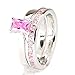 3 pieces Pink Camo Women`s Stanless Steel and Sterling Silver Tourmaline Engagement Wedding Rings Set